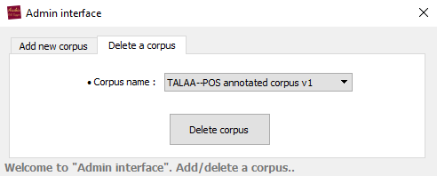 Delete corpus (Admin interface)